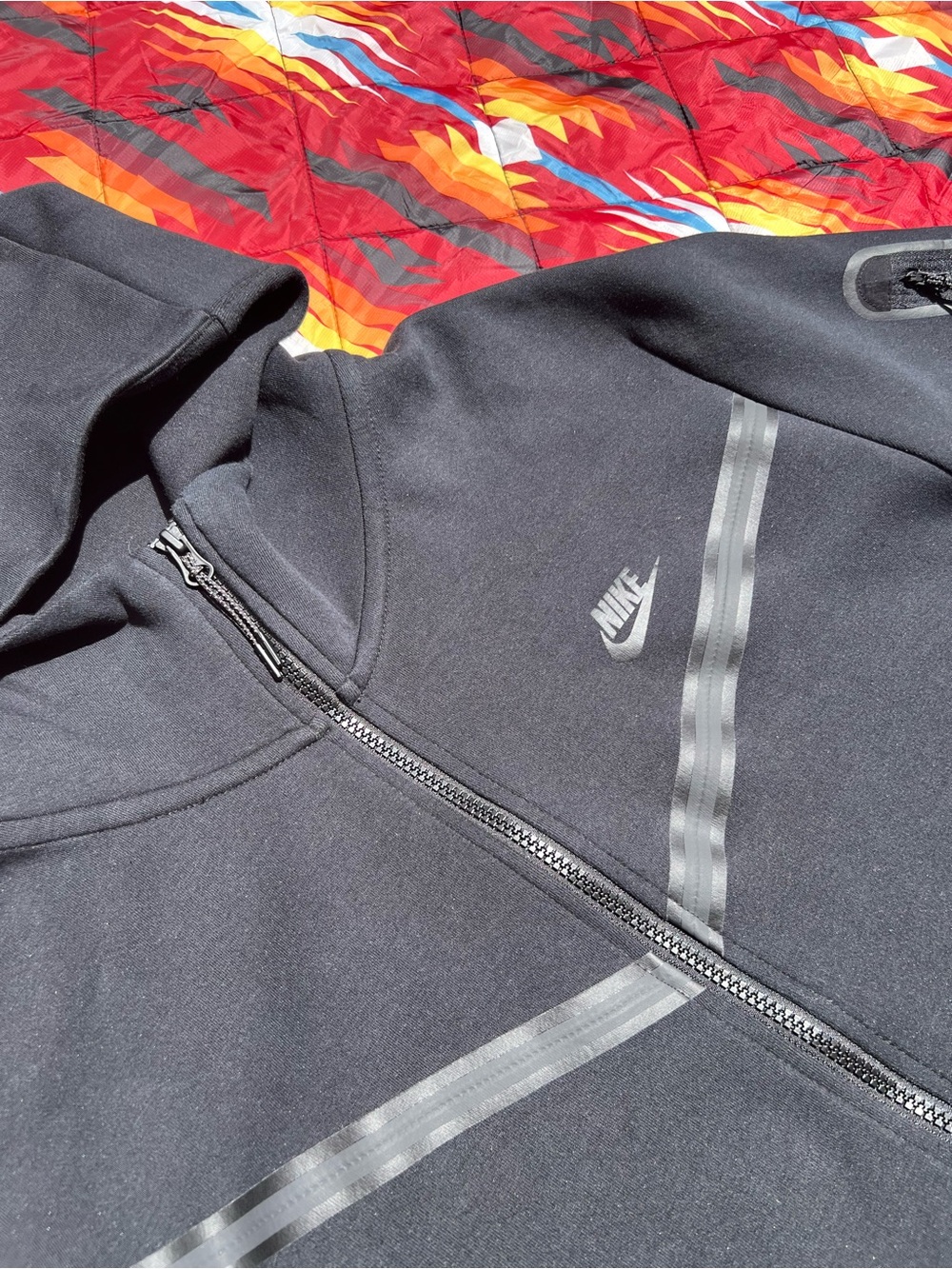 Nike Black Full-Zip Performance Hoodie with Reflective Stripes